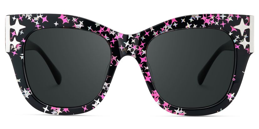 Minfia Black Pink Square Sunglasses