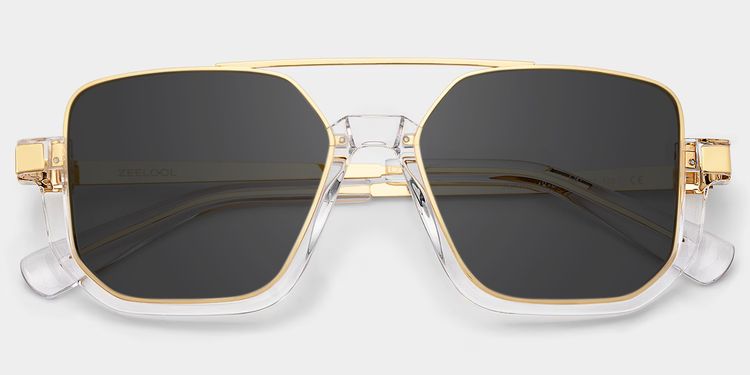 Oromiya Gold Clear Geometric Sunglasses