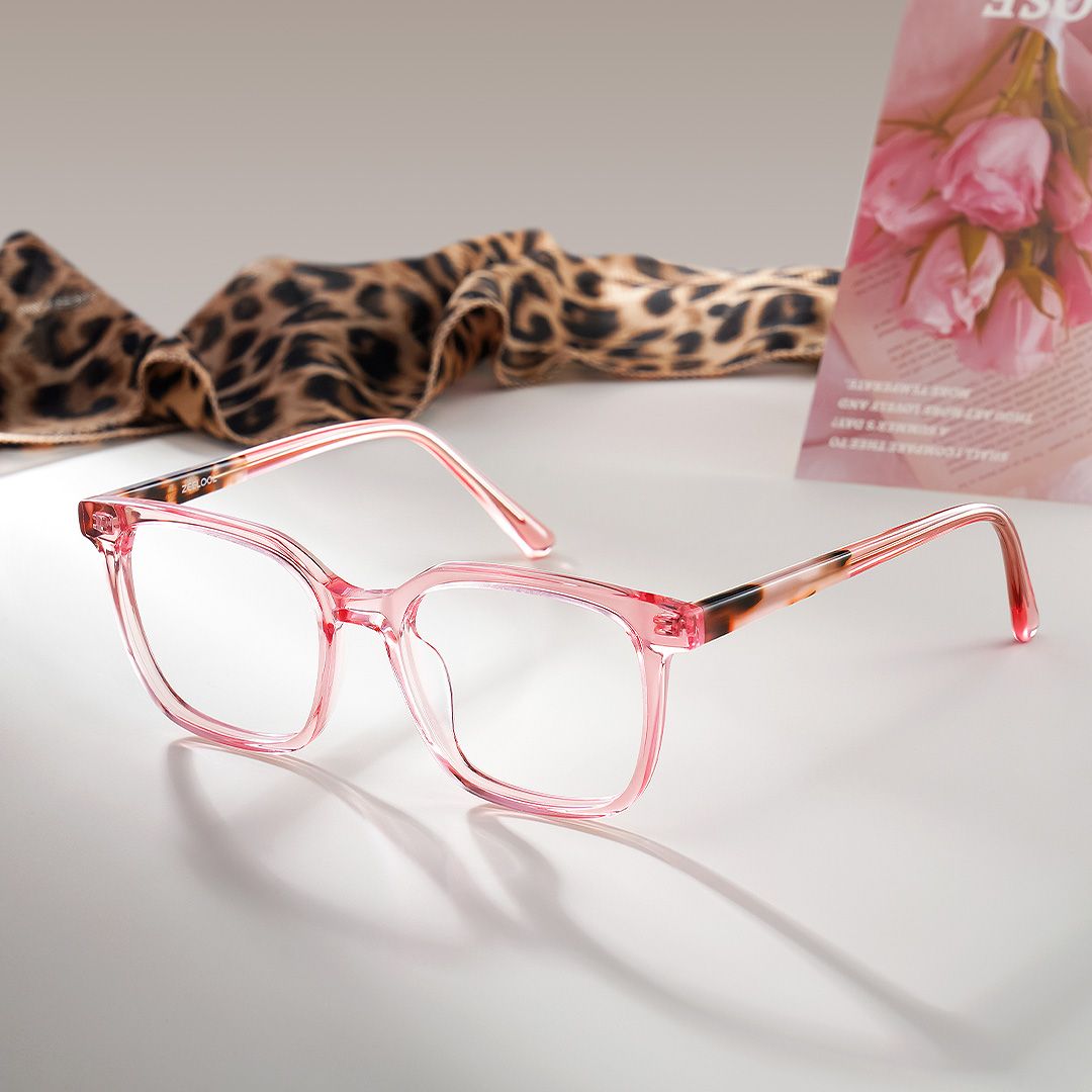 Freya Pink Frame Glasses with Square Frame Online | ZEELOOL3