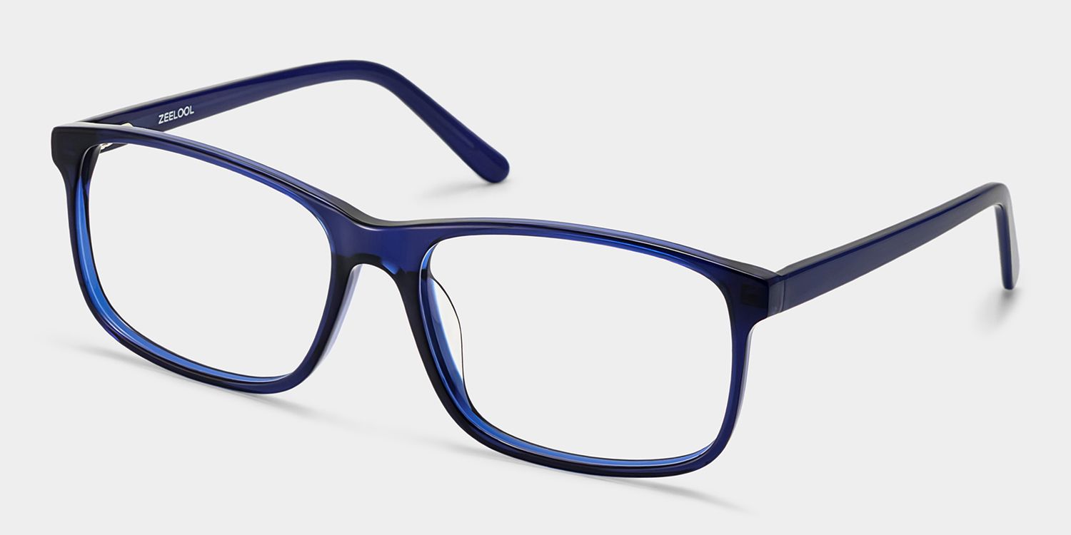 Connie Blue Rectangle Acetate Frame Glasses for Men | ZEELOOL3