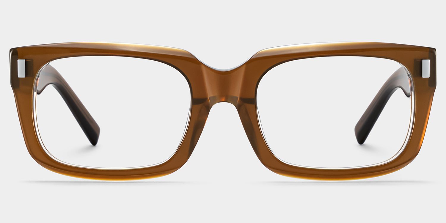 Fayssel Brown Rectangle Acetate Frame Glasses for Men | ZEELOOL1