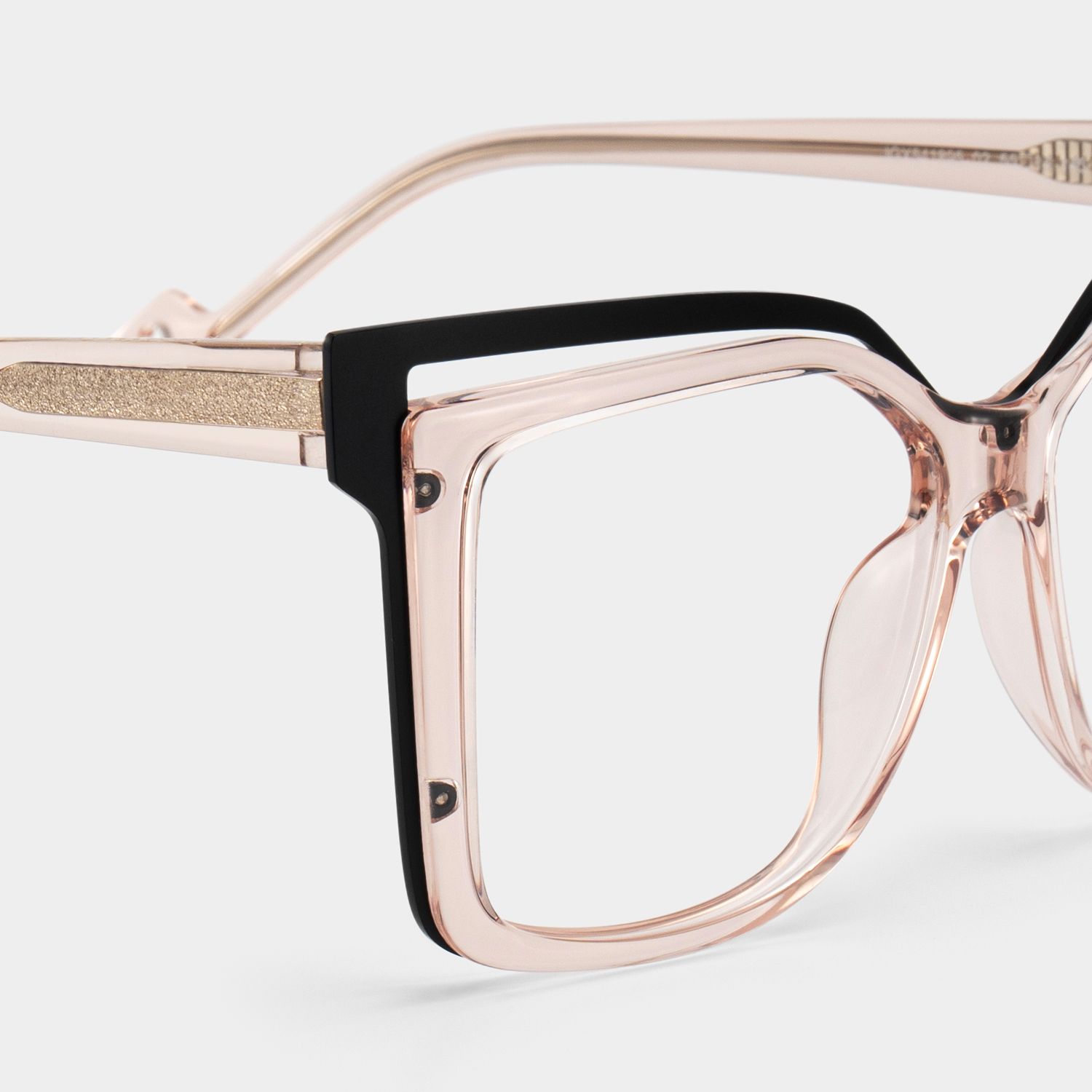 Twolla Square Beige Glasses with Black Edge for Women | ZEELOOL5