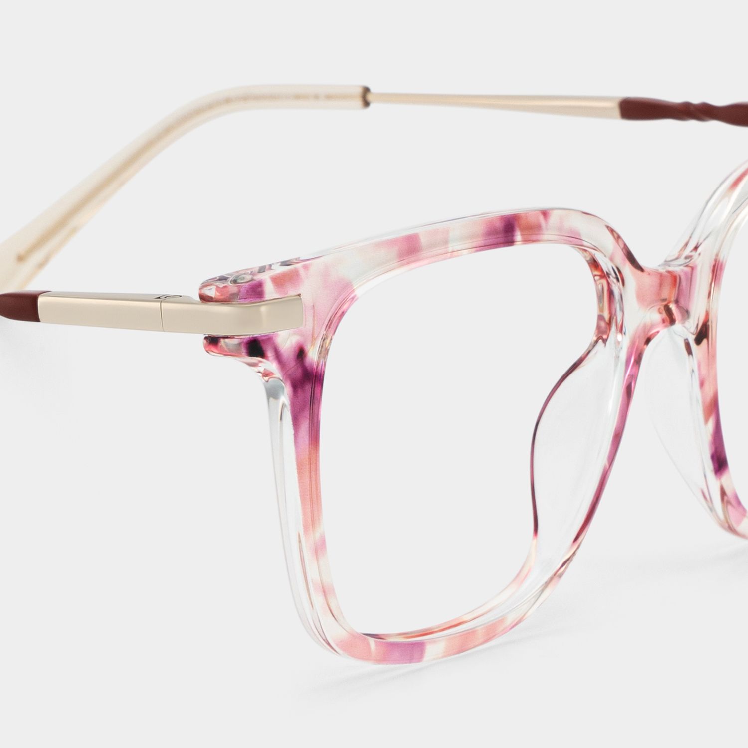 Jacqui Pink Flower Tortoise Square Glasses Frames | ZEELOOL4
