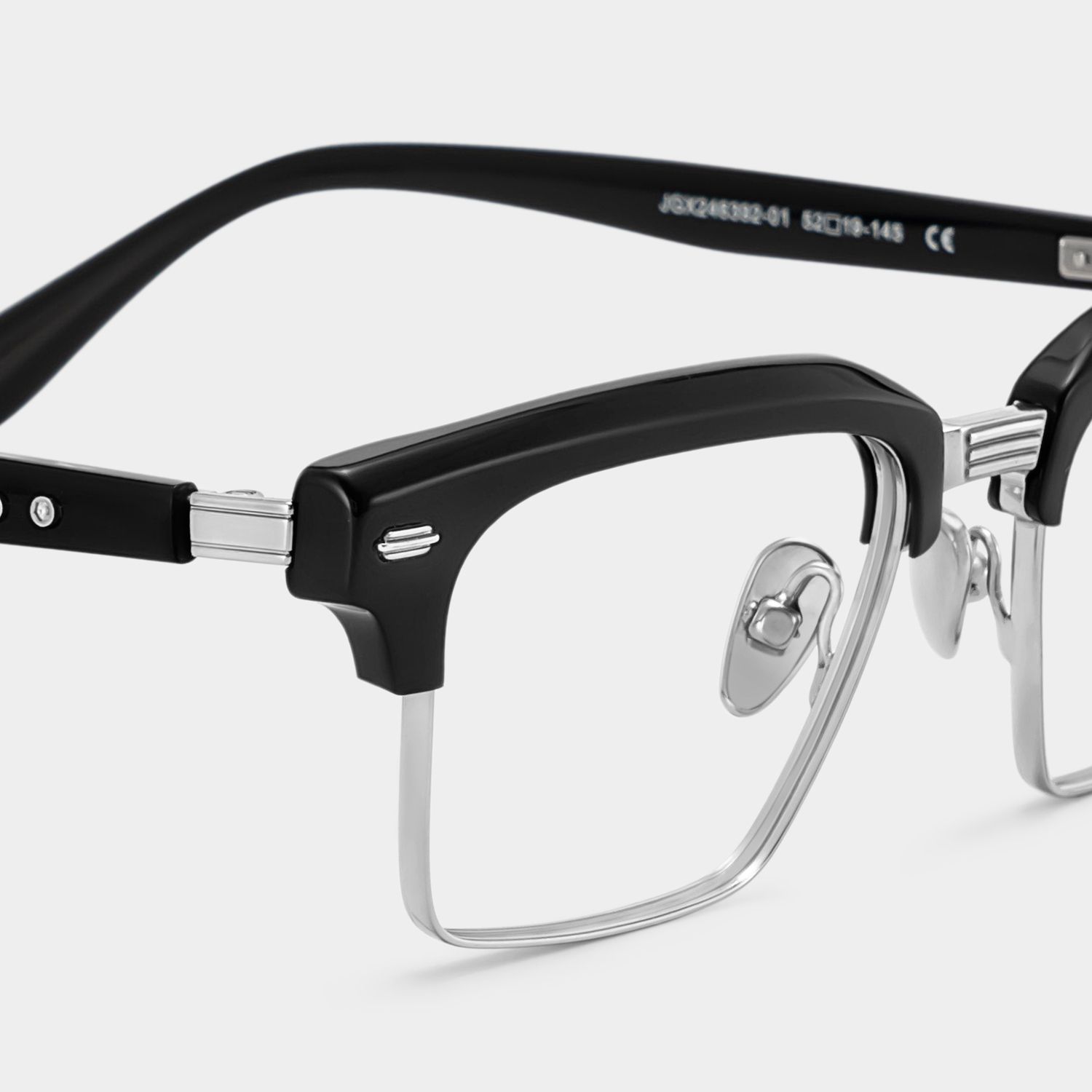 Landon Black and Silver Browline Glasses for Men | ZEELOOL5