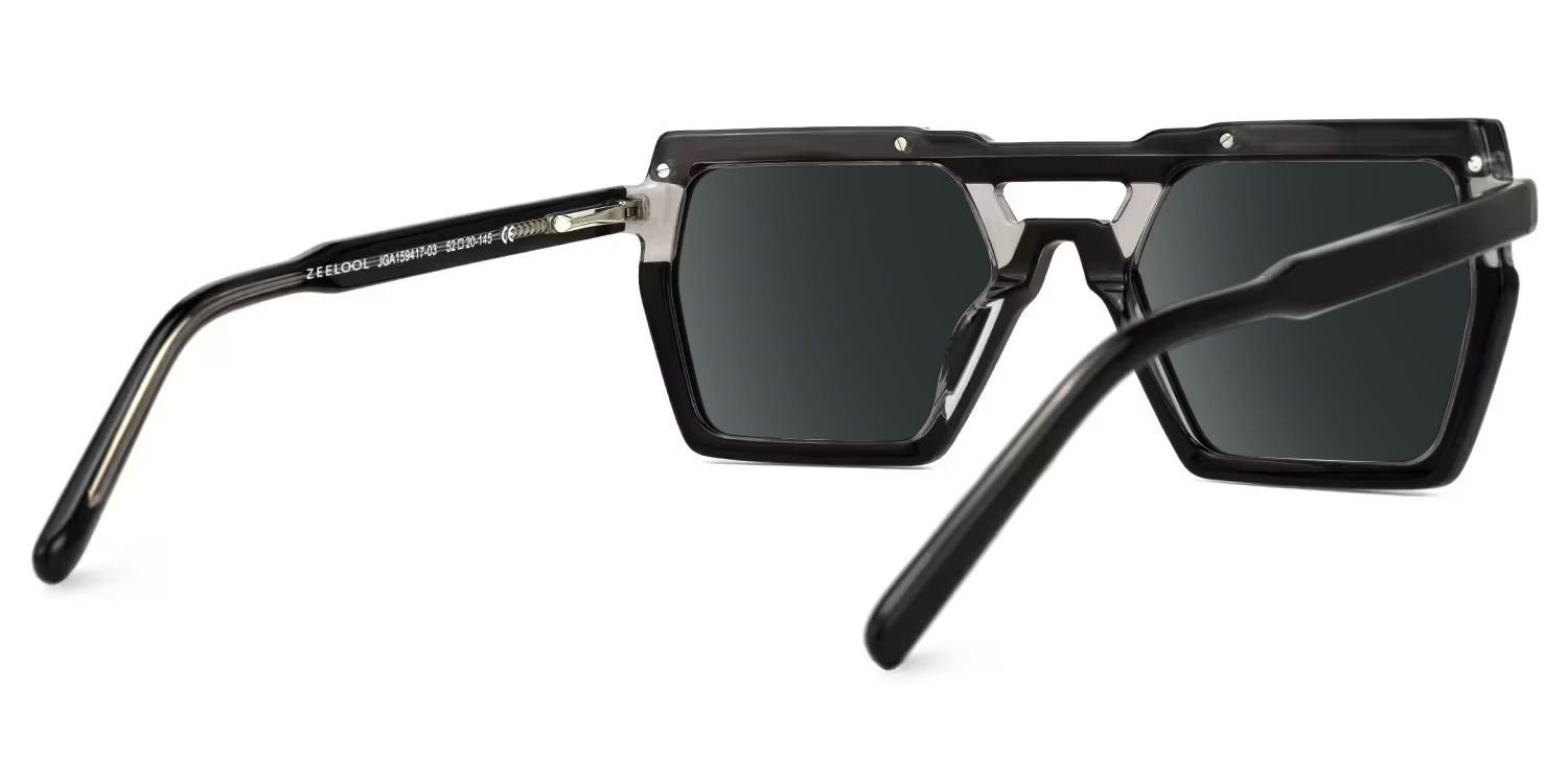 Ferguson Black Geometric Polarized Sunglasses for Driving | ZEELOOL3