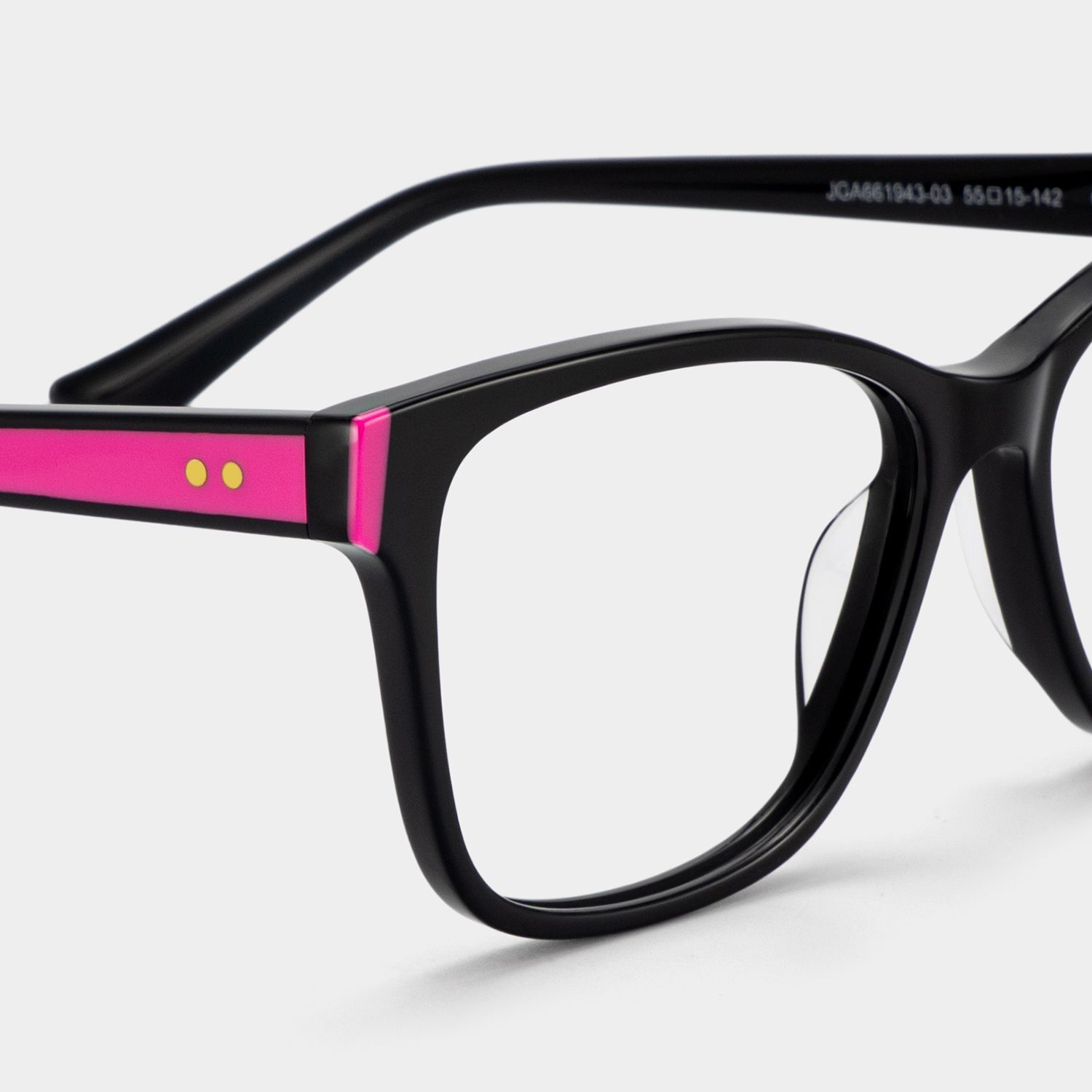 Eva Rectangle Black Pink Color Frame Glasses | ZEELOOL5