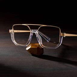 Oromiya Gold Clear Geometric Glasses2