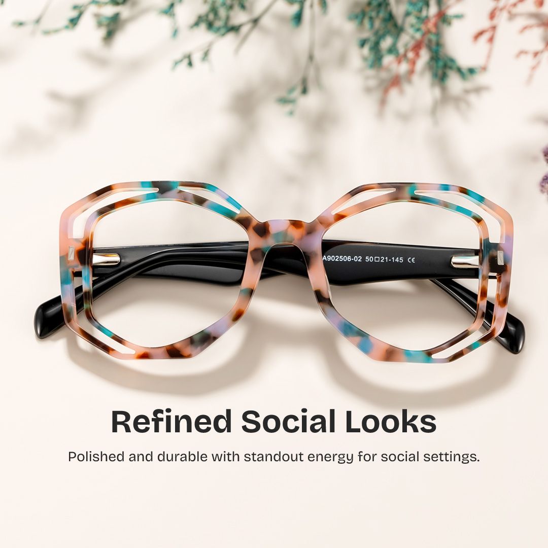 Bobbie Geometric Pink-Tortoise Eyeglass Frames | ZEELOOL0