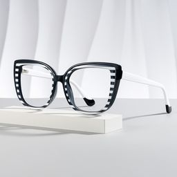 Fenn Black White Cat eye Glasses0