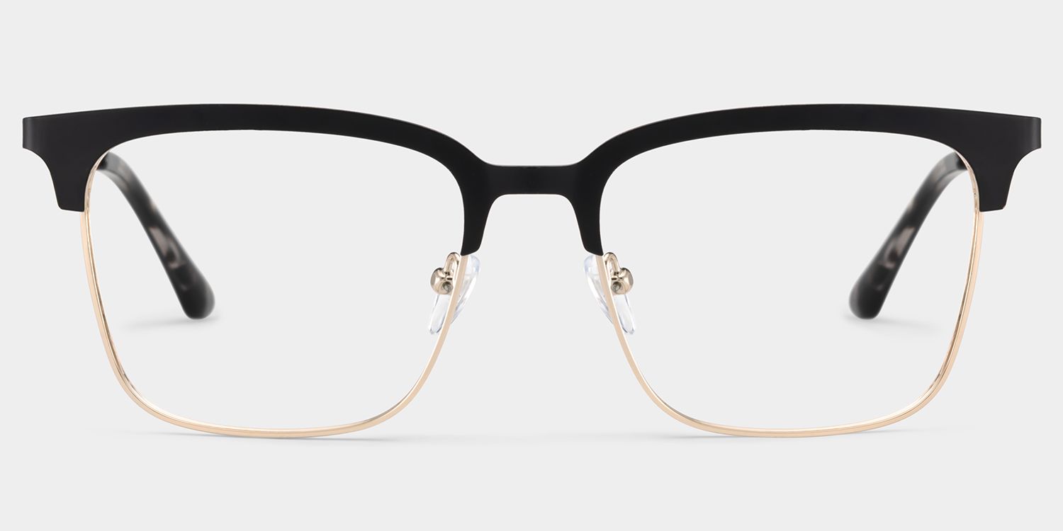 Cleo Black Gold Frame Glasses with Browline Frame Online | ZEELOOL1