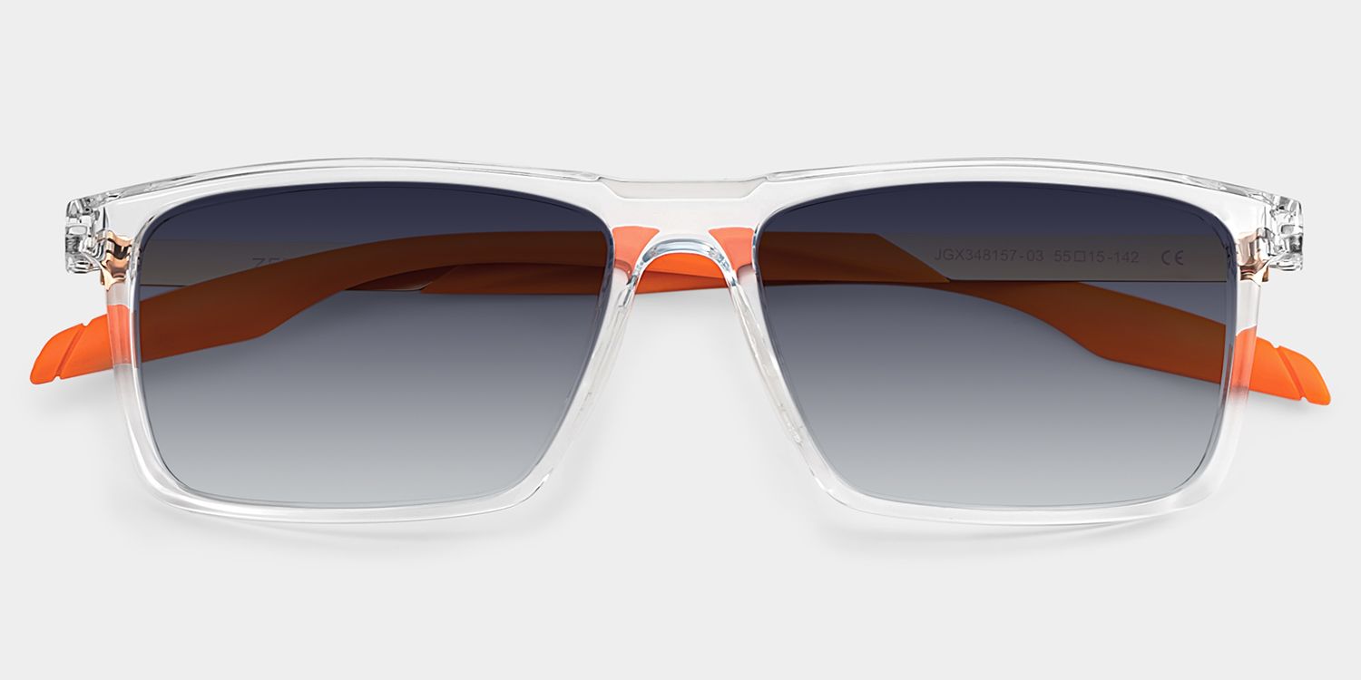 Active Rectangle Clear Orange Frame Sunglasses Online Sale | ZEELOOL1