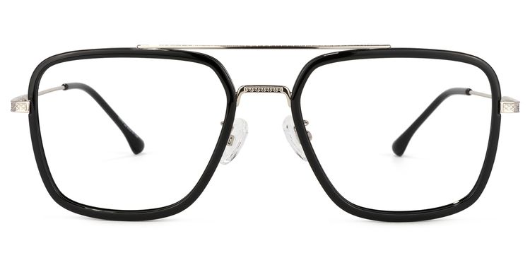 Nayeli Black-Silver Aviator Glasses