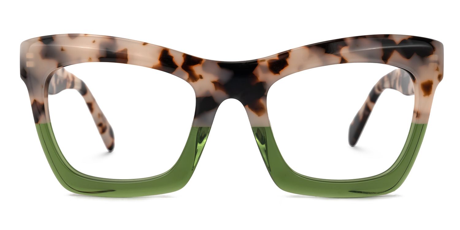 Benitez Square Two-Tone Glasses in Tortoise & Green Color | ZEELOOL1