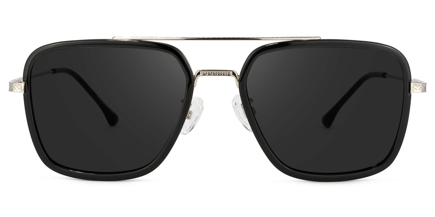 Nayeli Black-Silver Aviator Polarized Sunglasses for Driving | ZEELOOL0