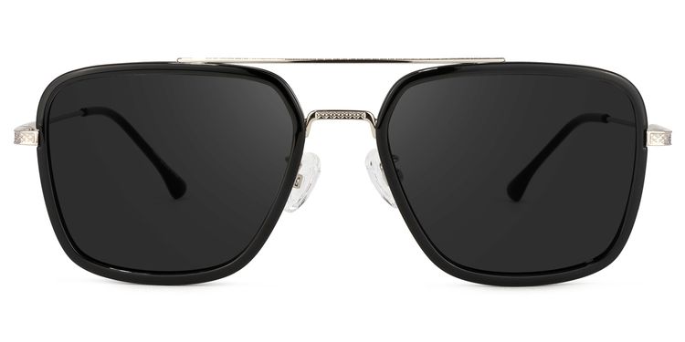 Nayeli Black-Silver Aviator Sunglasses