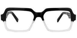 Jack Rectangle Black & Clear Glasses0