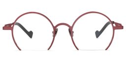 Fernando Round Dark-Red Glasses0