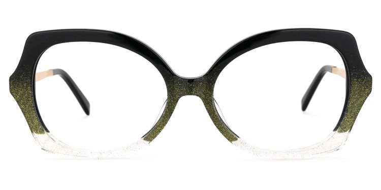 Sugarplum Geometric Black-Green Glasses