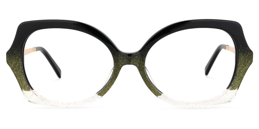Sugarplum Geometric Black-Green Glasses