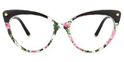 Alivia Cat Eye Pink-Green-Floral Glasses1