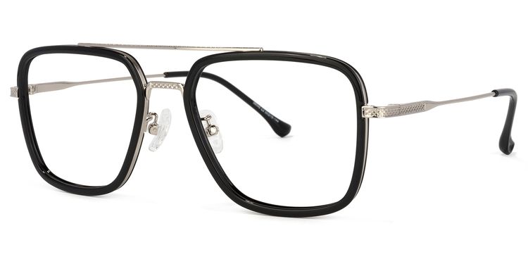Nayeli Black-Silver Aviator Glasses
