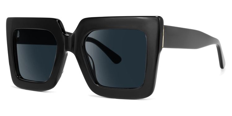 Brandon Black Square Sunglasses