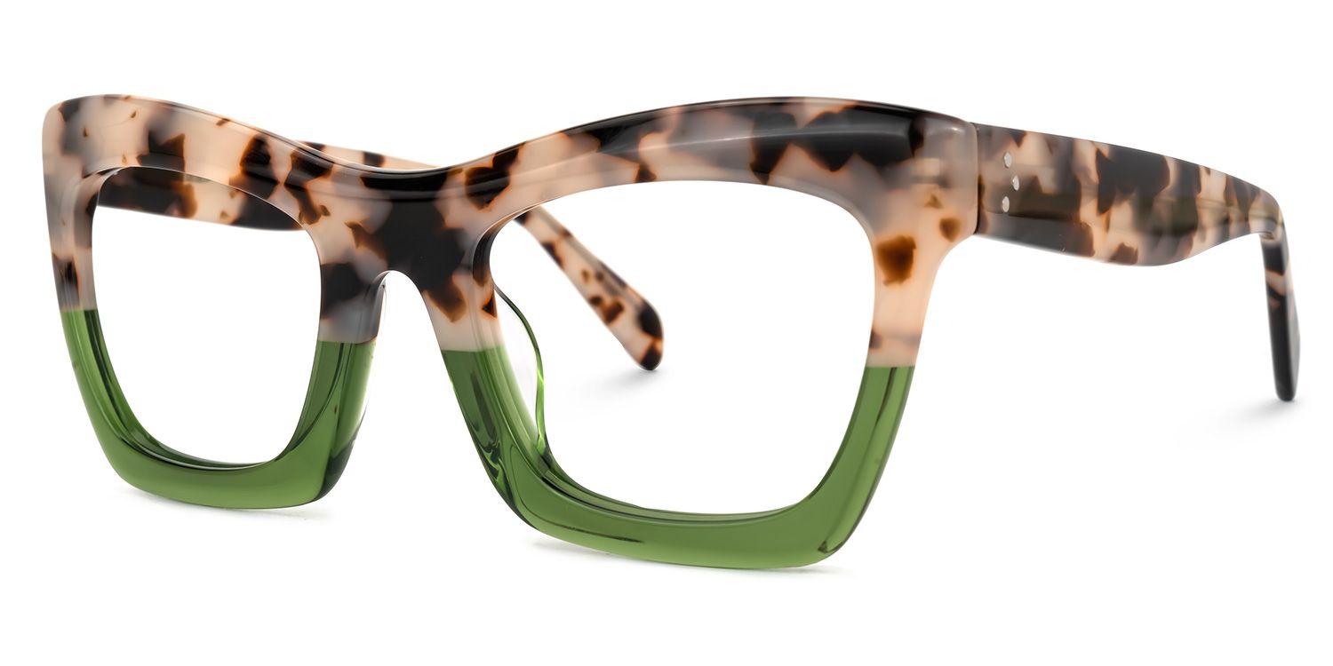 Benitez Square Two-Tone Glasses in Tortoise & Green Color | ZEELOOL2