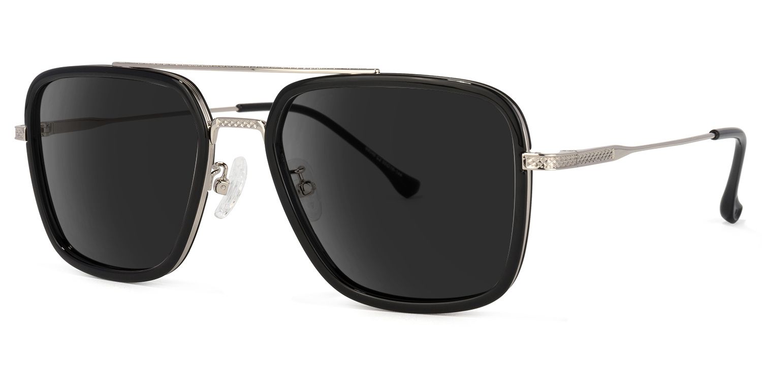 Nayeli Black-Silver Aviator Polarized Sunglasses for Driving | ZEELOOL1
