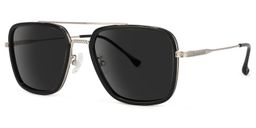 Nayeli Black-Silver Aviator Sunglasses1