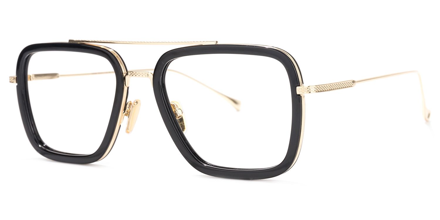 Aviator Black-Gold Glasses | Zeelool Eyeglasses Online2
