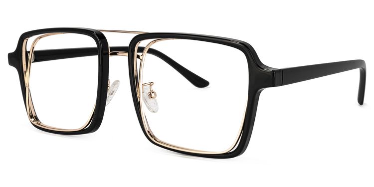Nellie Aviator Black-Gold Glasses
