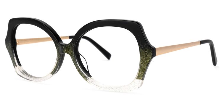 Sugarplum Geometric Black-Green Glasses