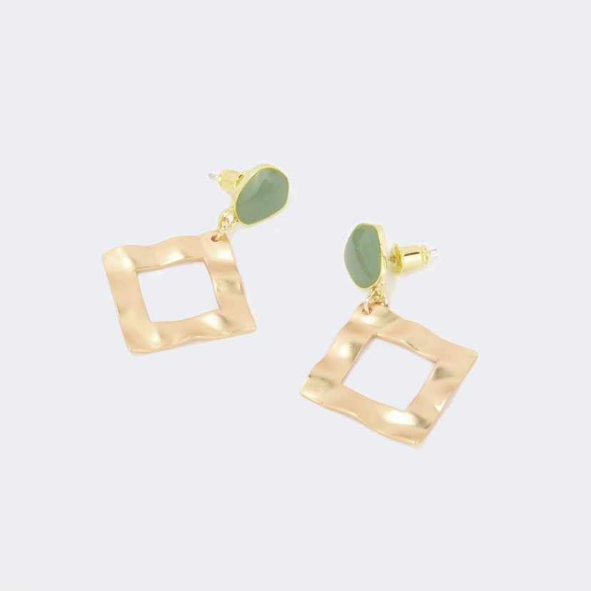Stylish Rhombus Gold Earrings