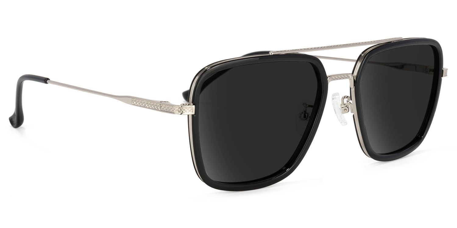 Nayeli Black-Silver Aviator Polarized Sunglasses for Driving | ZEELOOL2
