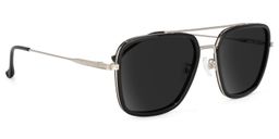Nayeli Black-Silver Aviator Sunglasses2