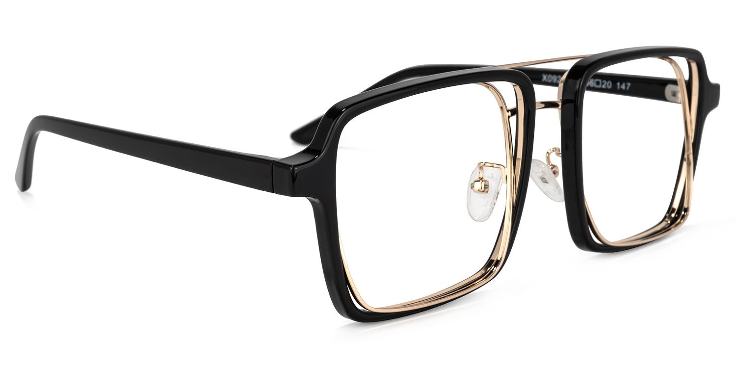 Aviator Black-Gold Glasses | Zeelool Eyewear2
