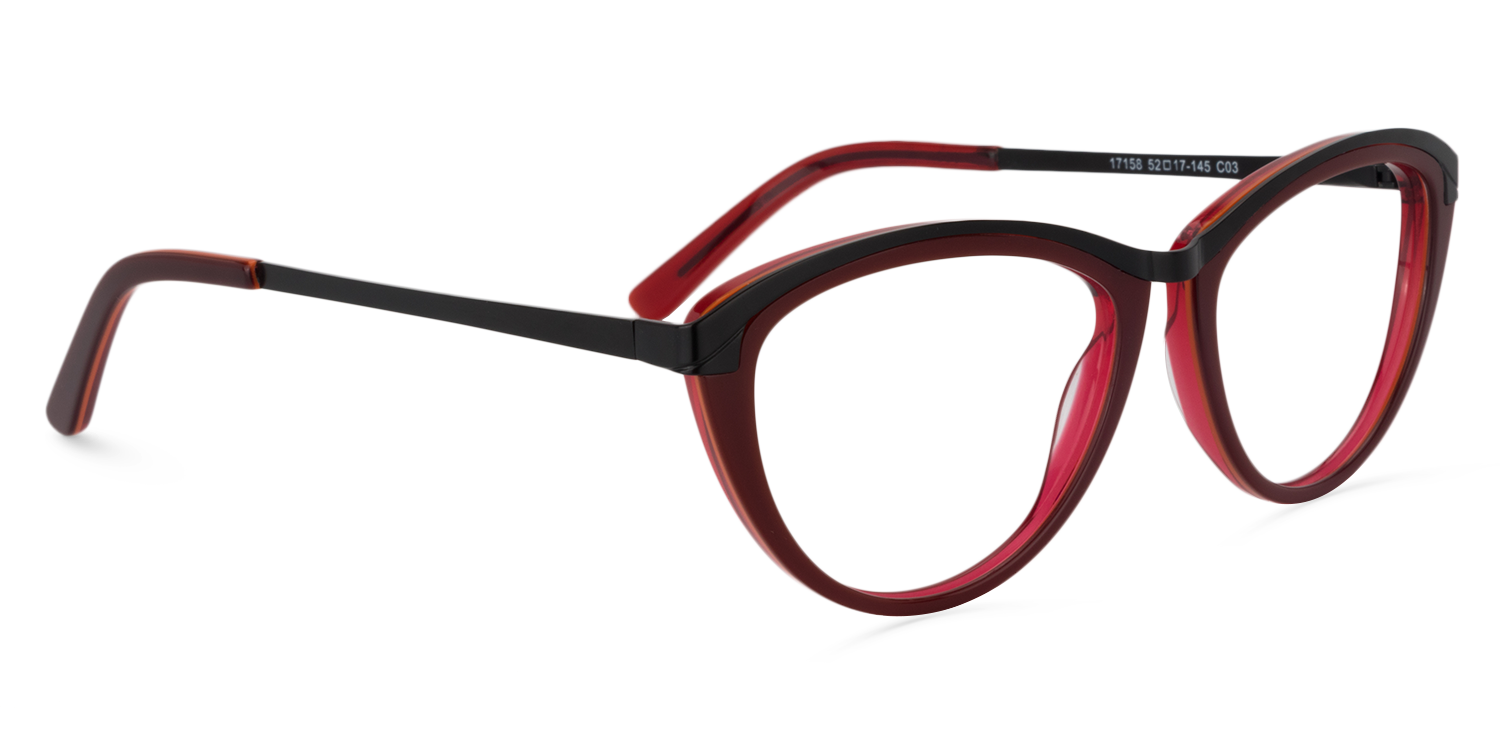 Cat Eye Dark Red Glasses | Zeelool Glasses3