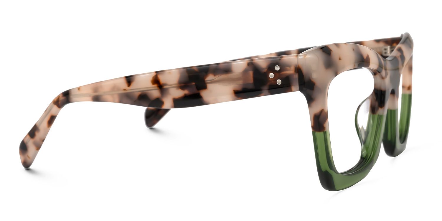 Benitez Square Two-Tone Glasses in Tortoise & Green Color | ZEELOOL3