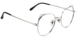 Ruth Cat Ear Round Silver Glasses3