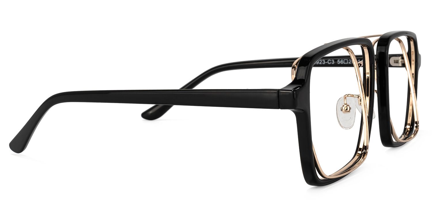 Aviator Black-Gold Glasses | Zeelool Eyewear3