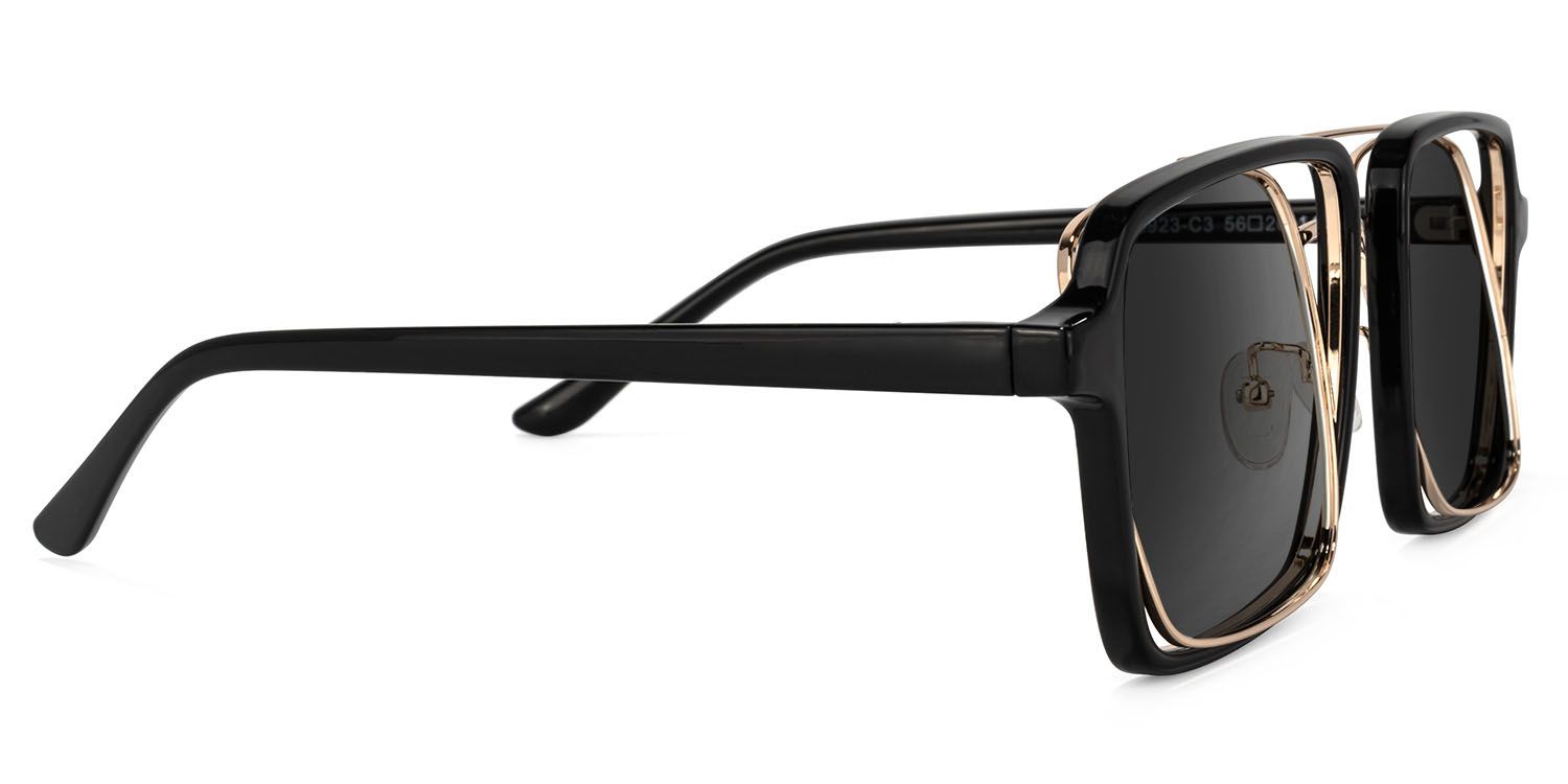 Nellie Black-Gold Aviator Sunglasses to Frame Your Face | ZEELOOL3