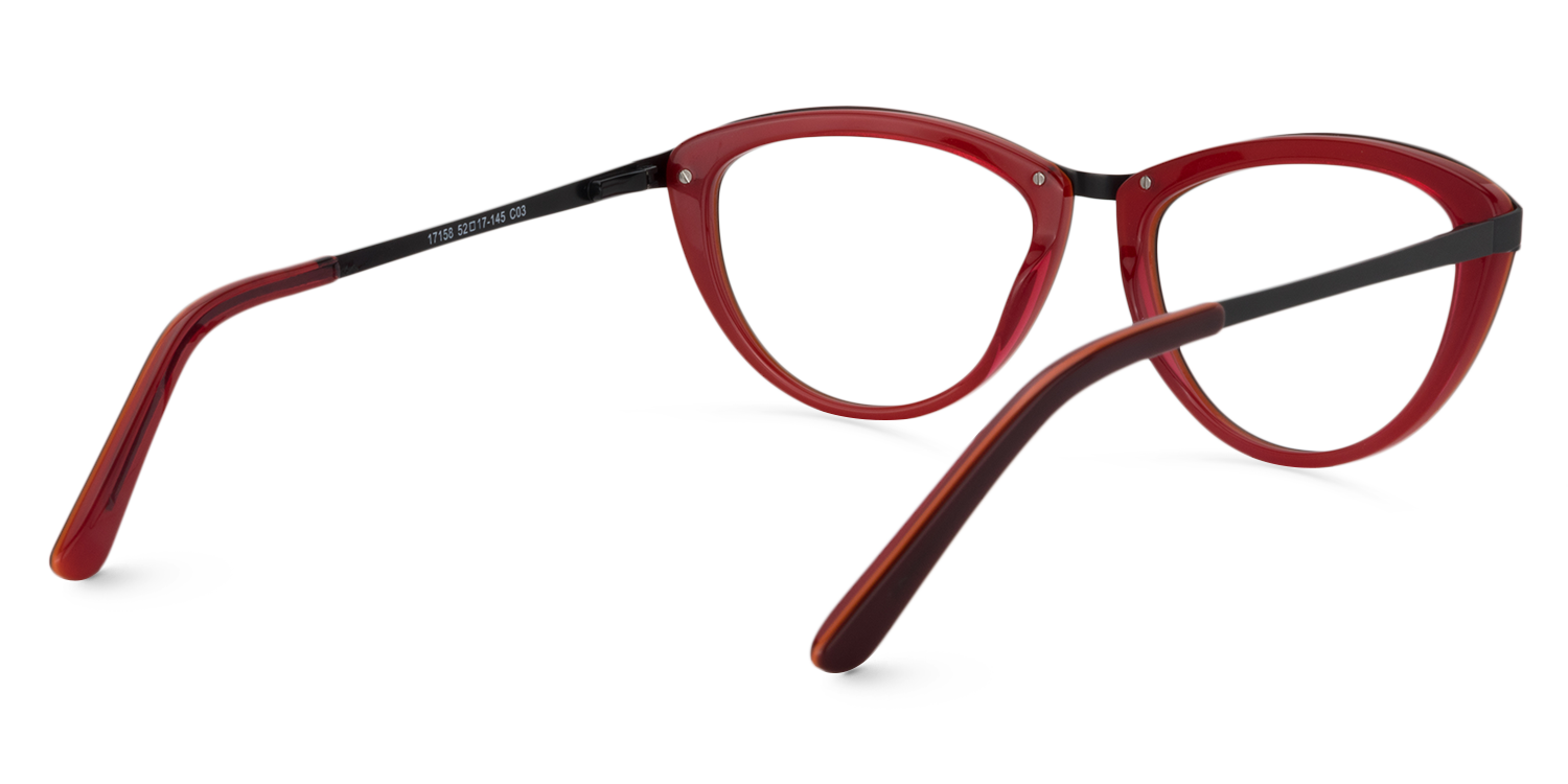 Cat Eye Dark Red Glasses | Zeelool Glasses5