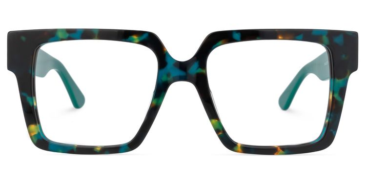 Wilmarie Square Blue-Floral Glasses