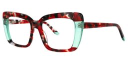 Plouffe Rectangle Red-Floral Glasses1