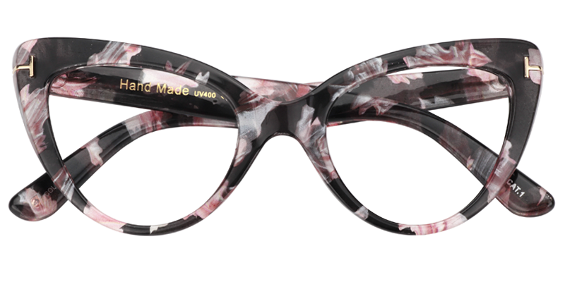 Cat Eye Pink Floral Glasses | Zeelool Eyeglass Frames1