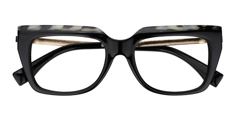 Rectangle Black Glasses | Zeelool Prescription Glasses1