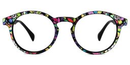 Street-Artist Purple-Floral Round Glasses0