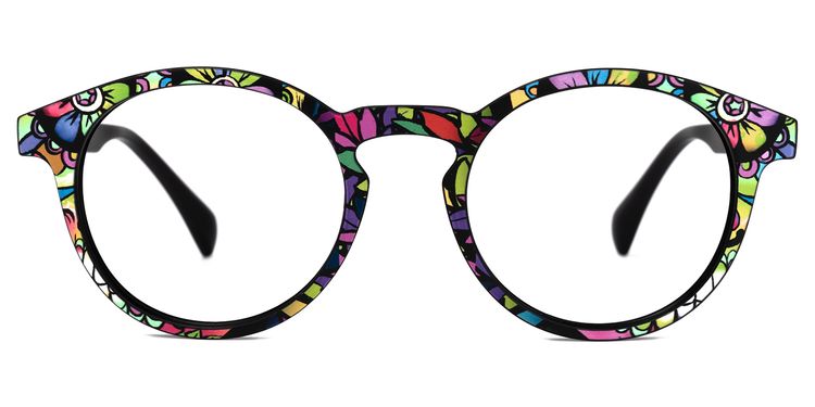 Street-Artist Purple-Floral Round Glasses