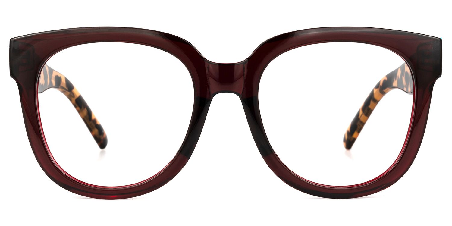 Harrell Square Eyeglasses with Dark-Red Frame0