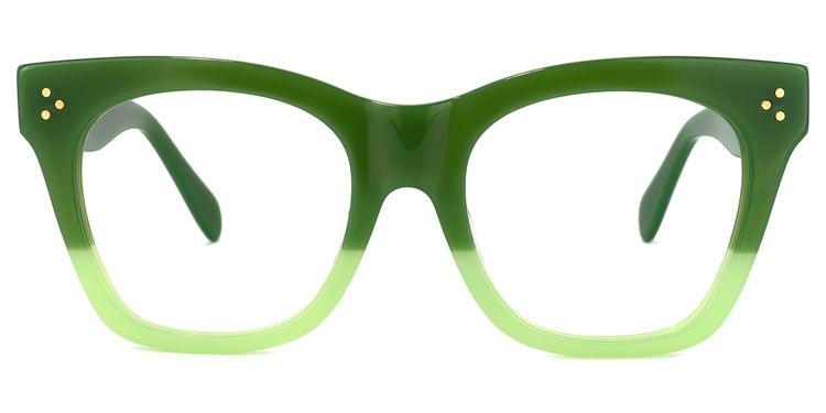 Tandy Rectangle Green Glasses